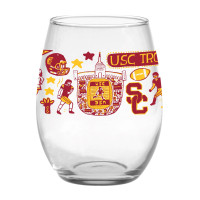 USC Trojans Julia Gash Coliseum Stemless Clear Wine Glass